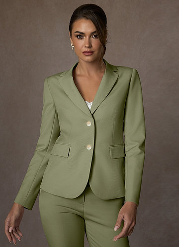 front Whitney Pistachio Structured Stretch Blazer