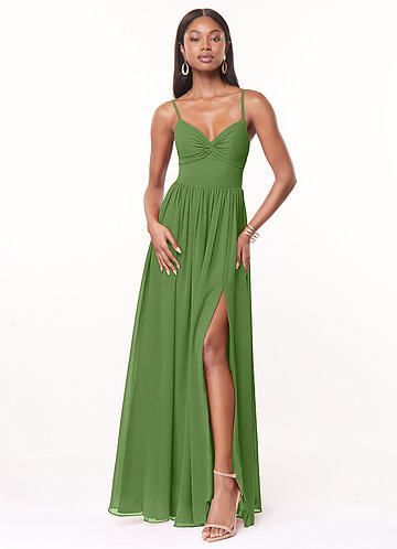 Azazie Flori Basil Stretch Satin Bridesmaid Dresses | Azazie
