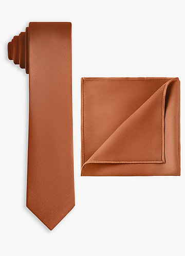 front Stretch Satin Skinny Tie and Pocket Square Set