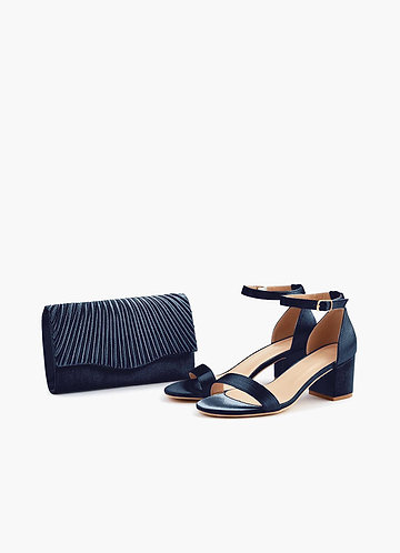front Matching Color Metallic Satin Sandals Envelope Clutch Set