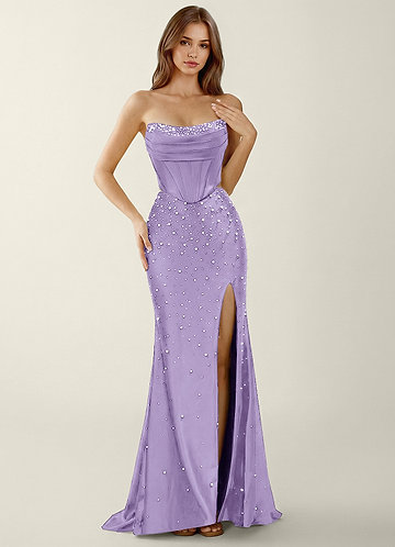 Esme Viola Abito da ballo a sirena in raso elasticizzato a due pezzi con corsetto. image1