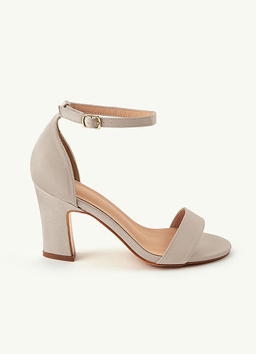 front Matching Color Stretch Satin One Strap Buckle Chunky Heel Sandals