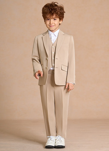 front Oliver Boys Tan 3-Piece Suit