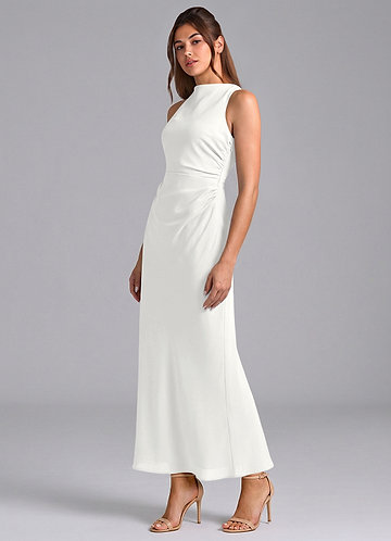 slim fit dress slacks Wedtrend Women Elegant White Graduation Dress with Lace A Line V Neck Batwing Sleeves Convocation Dress, White / XL main image 1