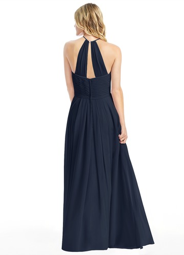 Crystal Trim Structured Bodice Lace-Up Back Dress Dark Navy main image 1