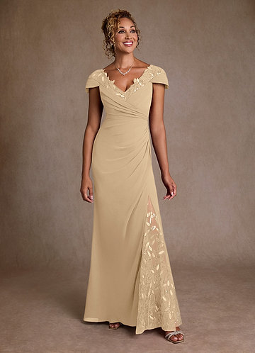 green emerald velvet dress Zapaka Women Sequins Mother of The Bride Dress Golden Mermaid Wedding Guest Dress with Ruffles, Golden / US8 main image 0