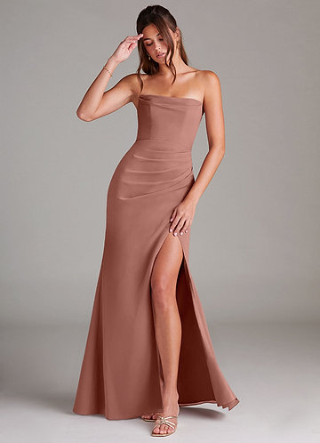 Azazie Leonis Bridesmaid Dresses Cedar Rose Sheath Strapless Chiffon Convertible Dress image1