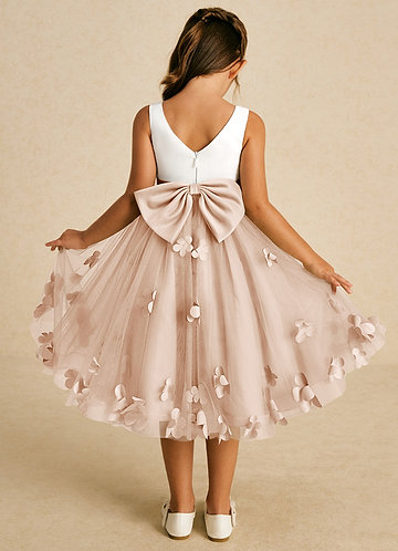 Azazie Sprout Flower Girl Dresses English Rose A-Line Bow Tulle Dress image1 0