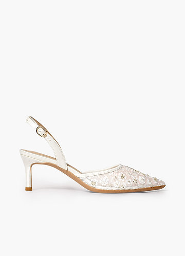 front Zapatos de novia con flores 3D con cuentas hechas a mano