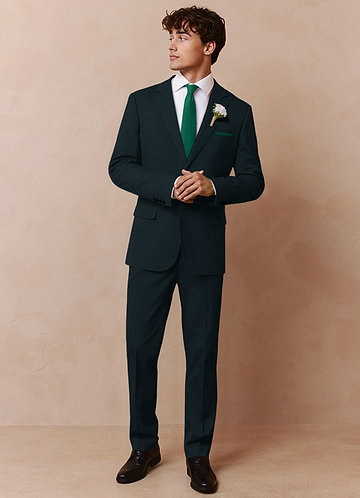 front Savile Dark Green Wool Blend Suit