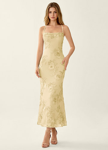 Octavenlly Lemon Sorbet Lace Mesh Wedding Guest image1