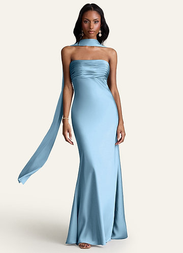 front Azazie Matchande färg stretchig satinhalsduk