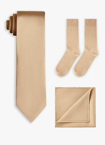 front Matching Stretch Satin Wide Tie & Pocket Square & Socks Set