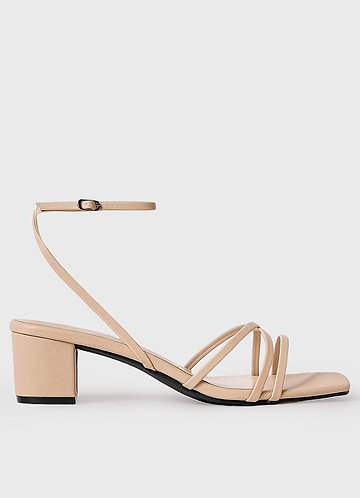 front Cross Strips Block Heel Sandals