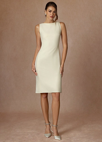 front Charlotte Ivory Refined Weave Dress