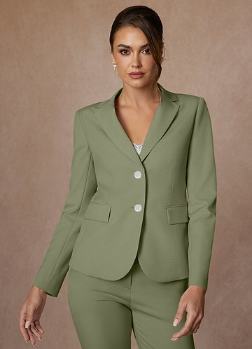 front Whitney Pistachio Structured Stretch Blazer