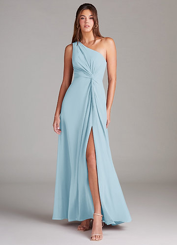 Azazie Brooke Bridesmaid Dresses Sky Blue A-Line One Shoulder Chiffon Dress image1