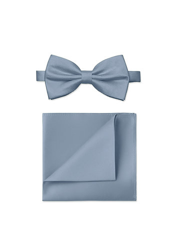 front Set da uomo con papillon e fazzoletto da taschino in raso opaco