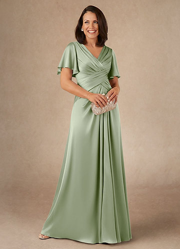 slim fit dress slacks Olive Green Bridal Mother's Dress A-Line Ankle-Length Mother of The Groom Gowns for Women One Shoulder Wedding Guest Dresses main image 1