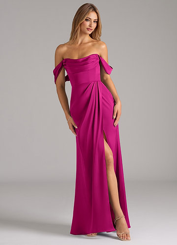bridesmaid dresses with plus sizes Long Off The Shoulder Chiffon Size COCOMELODY CB0709PS, Mulberry Color:#36-Sapphire This luxurious satin bridesmaid Dress Inspiration Fall Wedding-Purple Bridesmaid Dresses