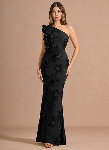 green emerald velvet dress Lap Black Evening Dress| Evening Dresses L / Black / Satin main image 0