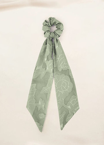 front Matching Color Floral Burnout Hair Scarf Scrunchie
