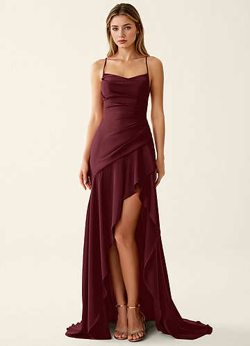 Annabella Rose Vin Satin gallakjole med snøre på ryggen image1