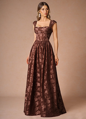Hazel Mocha Coco Pleated Maxi Dress image1