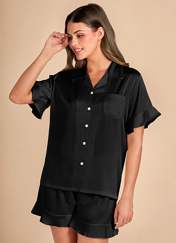 2-Piece Ruffle Satin Robe and Slip Set