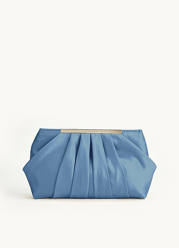 front Matching Color Matte Satin Pleated Clutch