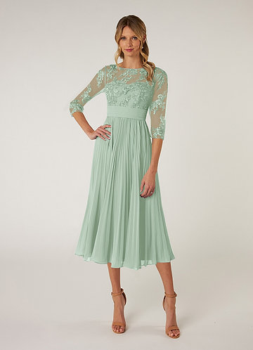 Azazie Tutu Mother of the Brides Dresses Agave A-Line Boatneck Lace Chiffon Dress image1