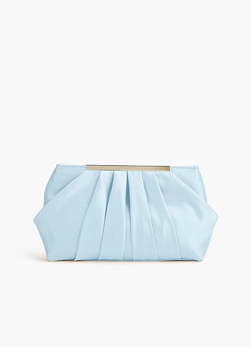 front Matching Color Matte Satin Pleated Clutch