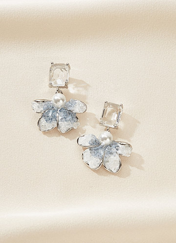 front Something Blue Flower Drop Earrings