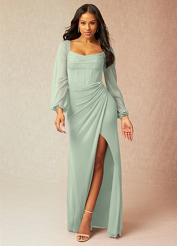 Charissa Light Green Long Sleeves Maxi Dress image1