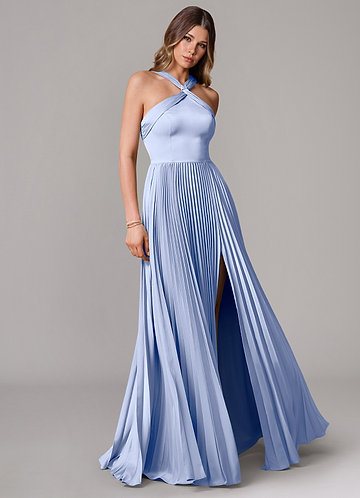 Azazie A-Line Halter Neck Floor-Length Stretch Satin Bridesmaid Dresses - ice Azazie A-Line Halter Neck Floor-Length Stretch Satin Bridesmaid Dresses - ice