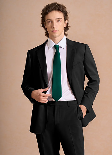 front Carter Black Cotton Linen Blend Suit Jacket