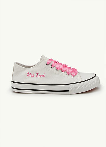 front Personalized Ribbon Canvas Sneakers