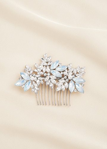 front Crystal Pearl Floral Comb 0