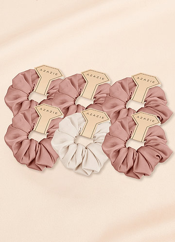 front Six-Piece Mixed Color Bridesmaid Stretch Satin Over Size Scrunchie Set