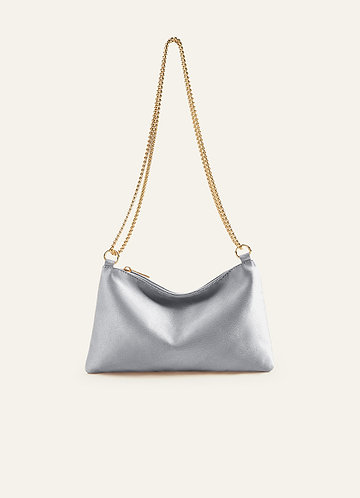 front Sac à bandoulière réglable en satin métallisé de couleur assortie