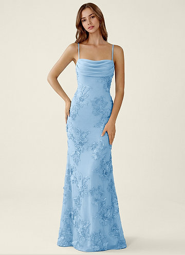 Bellatrix Hemelsblauw 3D bloemen korset zeemeerminjurk met vetersluiting op de rug galajurk image1