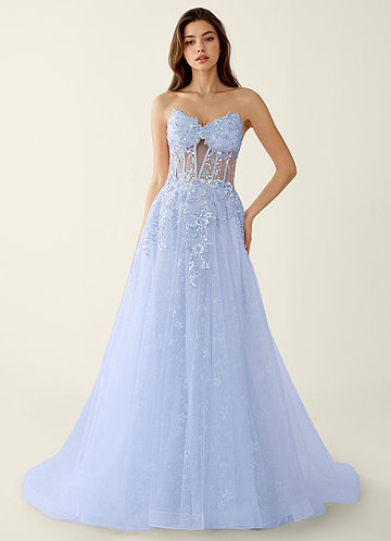 Novaevy Niebieskie Niebo Suknia balowa z tiulu z haftem koralikowym i cekinami image1