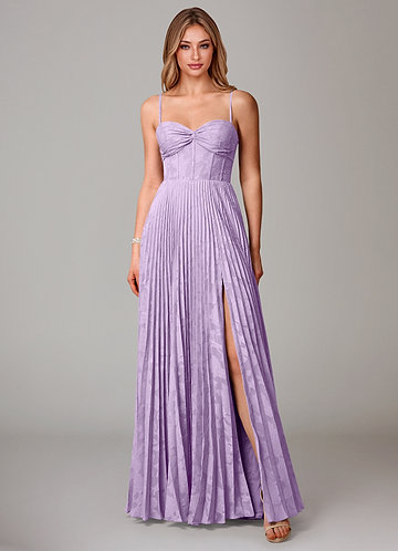 Azazie Akiko Bridesmaid Dresses Lilac A-Line Sweetheart Neckline Floral Burnout Dress image1