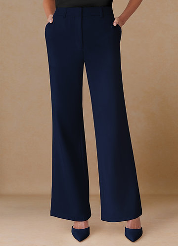 front Marina Blue Refined Weave Straight-Leg Pants