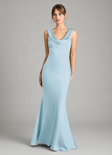 Azazie Rylina Bridesmaid Dresses Sky Blue Mermaid Stretch Satin Dress image1
