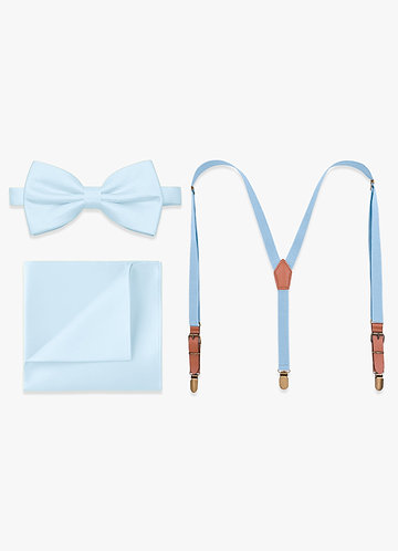 front Matching Bow Tie & Pocket Square & Suspenders Set