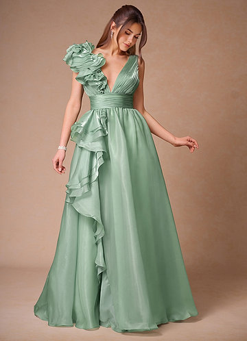 Vespera Sage Ruffles Gown image1