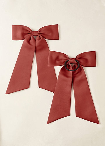 front Matching Color Matte Satin Bow Hair Tie Set