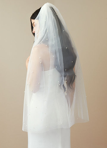 front Olive Pearl Hip Length Veil