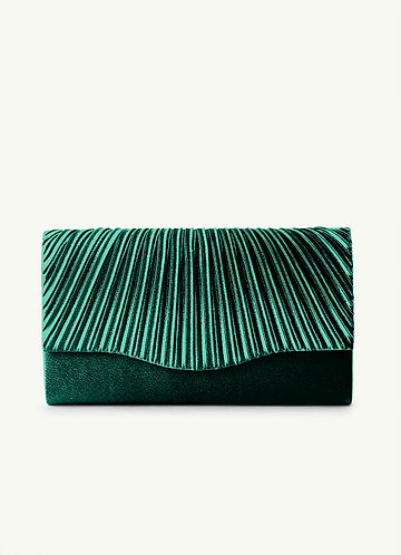 front Matching Color Pleated Metallic Satin Envelope Clutch